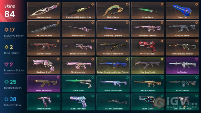 NA | 84 Skins | Diamond | VP Value 59240 | Champions 2022 Bundle | Mystbloom Bundle | Sarmad Bundle | Full Access | Full Details Below!