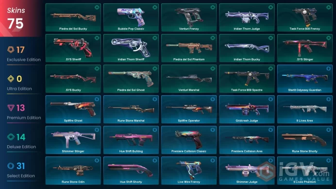 NA | 75 Skins | VP Value 77425 | Champions 2023 Bundle | Reaver Bundle | Araxys Bundle | Ion Bundle | ChronoVoid Bundle | Full Details Below!