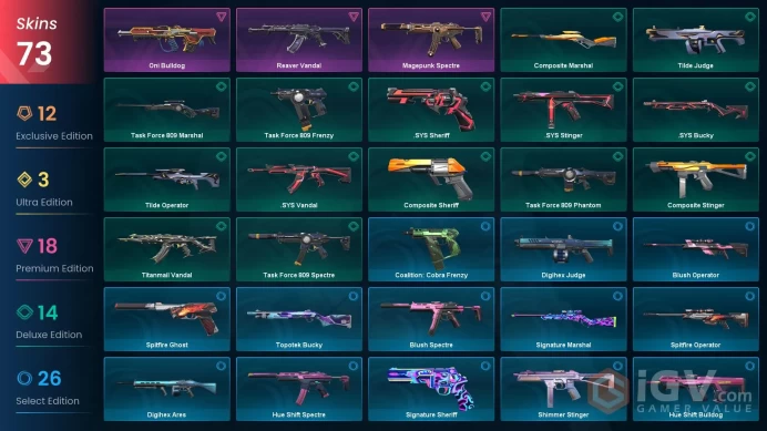 NA | 73 Skins | VP Value 81025 | Oni Bundle | Champions 2023 Vandal | Spectrum Phantom | 4 Battlepasses | Full Access | Full Details Below!