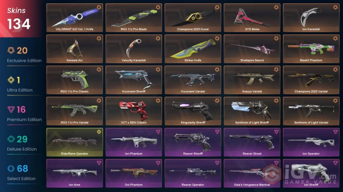 NA | 134 Skins | Champions 2023 Bundle | Ion Bundle | RGX 11z Pro Blade | Kuronami Vandal | Araxys Vandal | Battlepasses 10 | Full Details Below