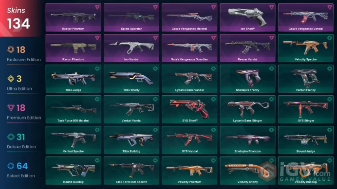 NA | 134 Skins | Ascendant | Battlepasses 8 | Knife 6 | Araxys Vandal | Elderflame Vandal| Ion Vandal | Full Access | Full Details Below!