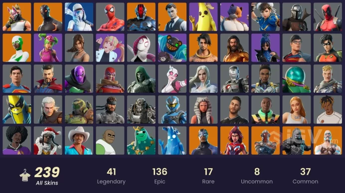 [ALL PLATFORMS]-238 Skin-290 Pickaxes-242 Emotes- 234 Gliders-Huntmaster Saber OG-Drift-Omega-Chun-Li-Lara Croft-FULL ACCESS-