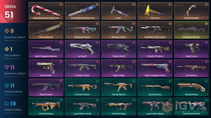 NA | 51 Skins | Prime Axe | Elderflame Operator | Glitchpop Phantom | Sentinels of Light Vandal | Hack | Battlepasses 3| Full Details Below!