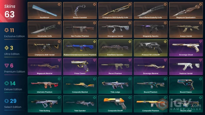 AP/MMR 53650 VP Champions 2025 Vandal Champions 2025 Butterfly Knife Divergence Vandal Reaver Karambit Recon Phantom Xenohunter Knife Neptune