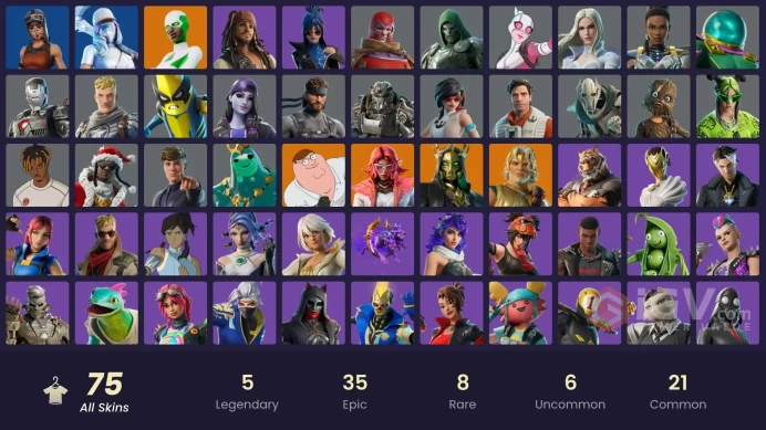 [PC/XBOX/PSN/SWITCH] 75 skins | Renegade Raider | Zeus | Backlash | Peter Griffin | Valeria | Hades | Dark Ruby | Poseidon | General Grievous | 