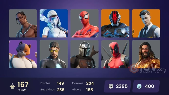 [PC/XBOX/PSN/SWITCH] 167 skins | Travis Scott | Gold Midas | Gold Meowscles | Gold Brutus | Heron Stance Hero | Tart Tycoon | Kado Thorne | 