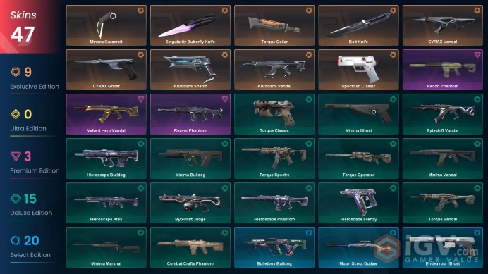 EU/TR - 15 Premium Skins-Minima Set-Bolt Knife-Singularity Butterfly Knife-Minima Karambit-Recon Phantom-Kuronami Vandal-CYRAX / Full Access