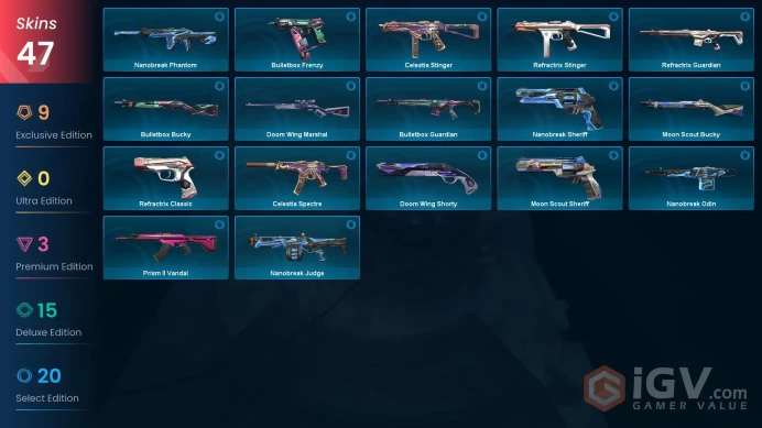 EU/TR - 15 Premium Skins-Minima Set-Bolt Knife-Singularity Butterfly Knife-Minima Karambit-Recon Phantom-Kuronami Vandal-CYRAX / Full Access