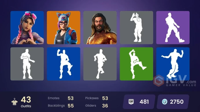 [PC/PSN/XBOX] 43 skins | Deluxe STW | Laugh It Up | Verve| Take The Elf |Laguna| Aquaman | Kingston | 2750 VB