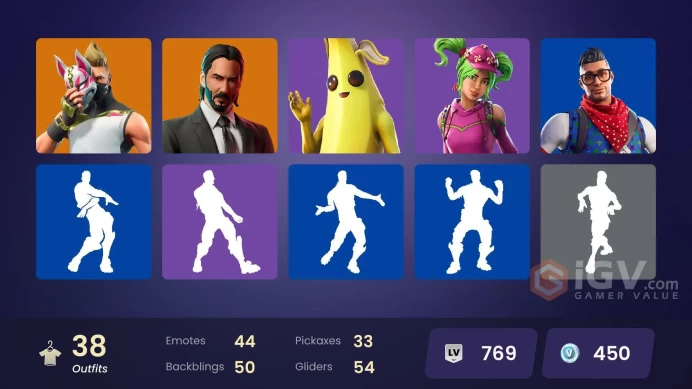 [PC/XBOX/PSN/SWITCH] 38 skins | Blue Team Leader | Prodigy | STAGE 4 | STAGE 5 | STAGE 5 | STAGE 8 | John Wick | The Imagined | Carbide |