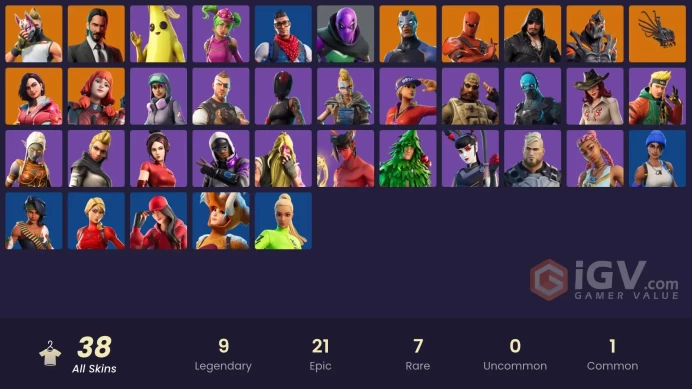 [PC/XBOX/PSN/SWITCH] 38 skins | Blue Team Leader | Prodigy | STAGE 4 | STAGE 5 | STAGE 5 | STAGE 8 | John Wick | The Imagined | Carbide |