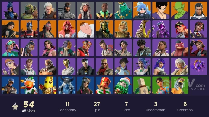 [PC/XBOX/PSN/SWITCH] 54 skins | Battle-Tested | Burning Ambition Valeria | Ascension Nezumi | On | The Ageless Champion | Fancy Peter Griffin | 