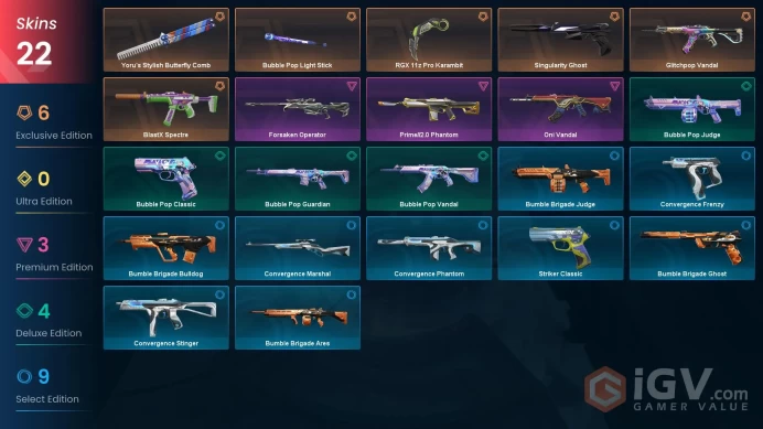 EU [ 22 TOP SKINS + 3 KNIFE ] RGX 11z Pro Karambit + Yoru's Stylish Butterfly Comb + Glitchpop Vandal + Prime//2.0 Phantom / full acces
