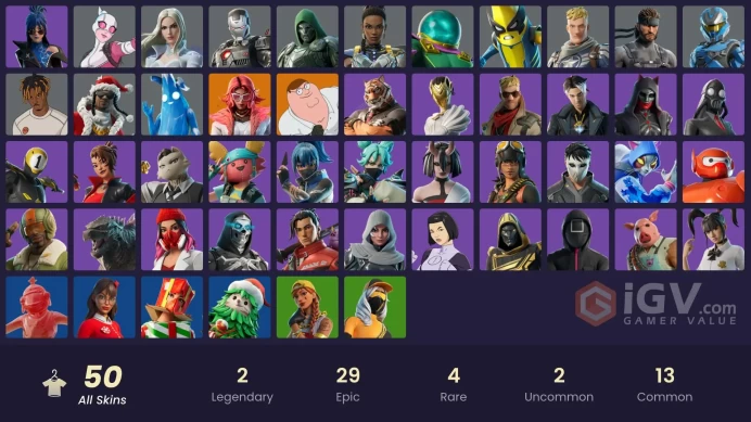50 skins | Valeria | Peter Griffin | Gwenpool | Emma Frost | Peelverine | War Machine | Doom | Parental Control | All Platforms | Mail Access |