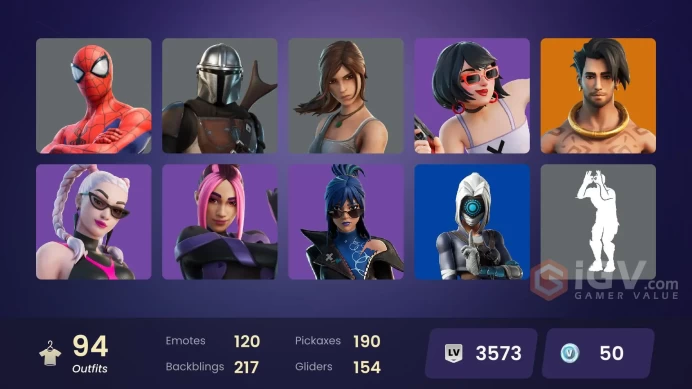 94 skins | Menace | Raz | Ronin | Joey | Kymera | Peter Griffin | Snap | The Origin | Valeria | Parental Control | All Platforms | Mail Access |