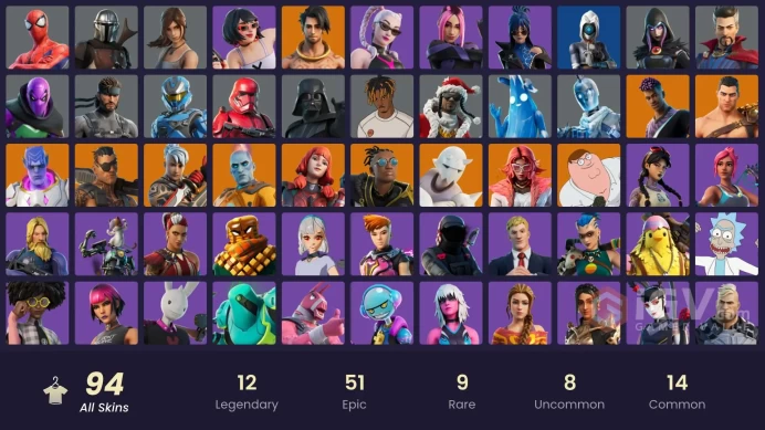 94 skins | Menace | Raz | Ronin | Joey | Kymera | Peter Griffin | Snap | The Origin | Valeria | Parental Control | All Platforms | Mail Access |