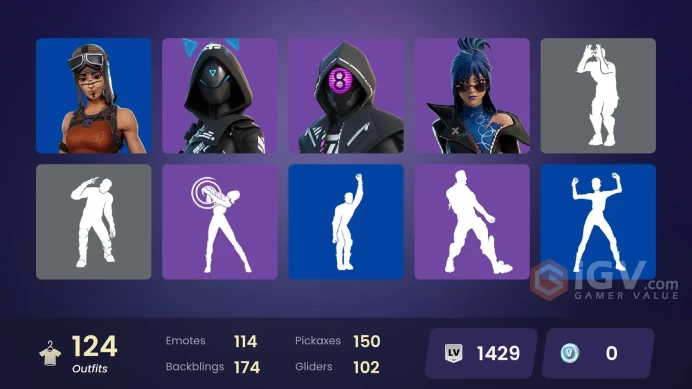 [PC/PSN/XBOX] 124 skins | Renegade Raider | Master Chief | Championship Jonesy | Championship Aura | Champion's Celebration| FNCS | 0 VB