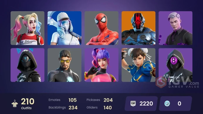 [PC/PSN/XBOX] 210 skins | Lara Croft | Neo Versa | Sultura | Fixer | Surf Strider | Lina Scorch | Its a Vibe| Pump Me Up| Subzero Cryptic | 0 VB