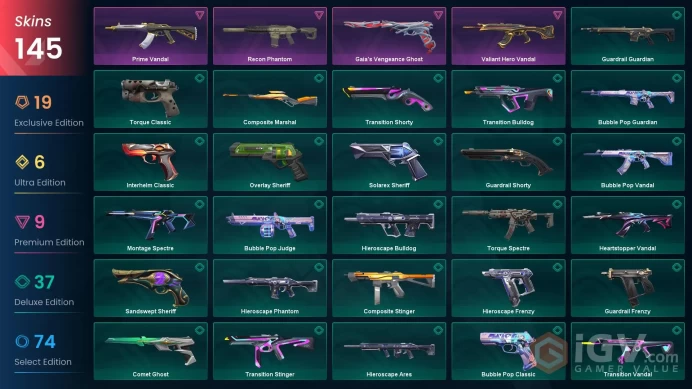 VALORANT EU WEST SERVER 145 SKİNS (+10 KNİFE, ORA BY ONE TAP PACKED, EVORİ+ARCANE+DOLMİR's+KURONAMİ+SİNGULARTY VANDAL )AUTO DELIVERY FULL ACCESS