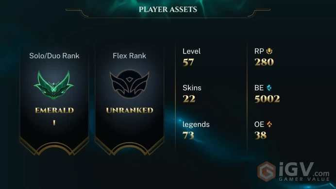 [EUW] S16! - SPLIT 1! - Emerald 1 - 22 SKINS - MID/JG MAIN - 5K BE - Honor 4 - Ranked Ready - Instant Delivery - HANDMADE