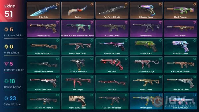 EU 51 skins 3 knifes | Smite Knife | Catrina | Task Force 809 Knife | BlastX Phantom | Glitchpop Classic | Magepunk Ghost | V0166
