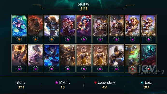 EMAIL CHANGEABLE ALL CHAMPIONS 107kBE 371 SKINS 13 MYTHIC 10 PRESRTIGE 7 VICTORIOUS 295 LVL INVENTORY SKINS 1 YEAR INACTIVE