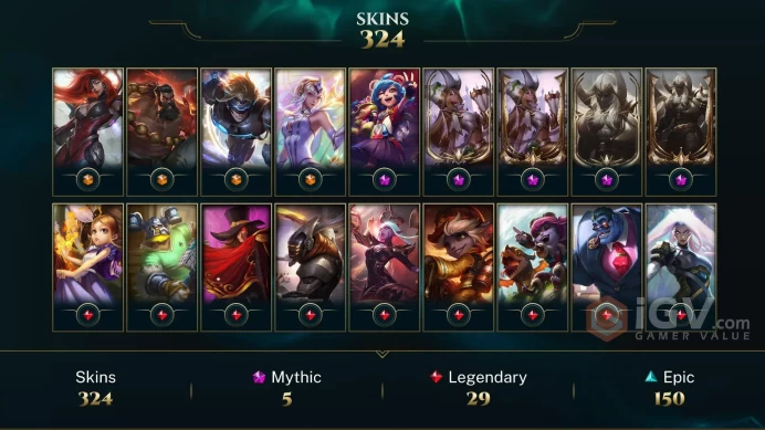EMAIL CHANGEABLE ALL CHAMPIONS 324 SKINS 2xPRESTIGE MF 2X PRESTIGE AATROX 30 LITTLE LEGENDS 37 CHROMAS UNRANKED