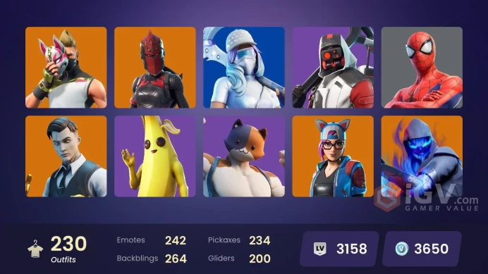 [PSN/XBOX/PC] 230 skins | OG STW | Double Helix | Gold Midas | Gold Brutus | Gold Meowscles | Tart Tycoon | Sultura | Carbon Commando | Trilogy