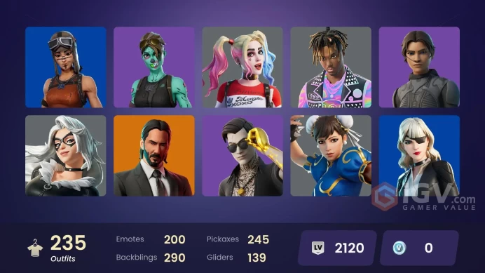 [PC/XBOX/PSN/SWITCH] 230 skins | Renegade Raider | Spectra Knight | Kado Thorne | John Wick | Nezumi | The Ageless | Backlash | 1100 VB