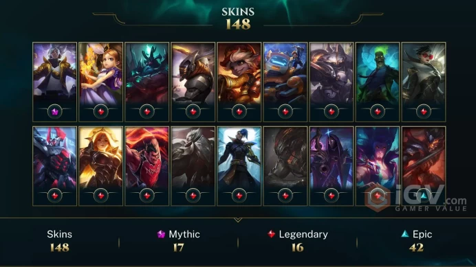 EMAIL CHANGEABLE ALL CHAMPIONS 72kbe 148 SKINS  12 PRESTIGE 17 mythic + INVENTORY SKINS  LAST PLAY 2023