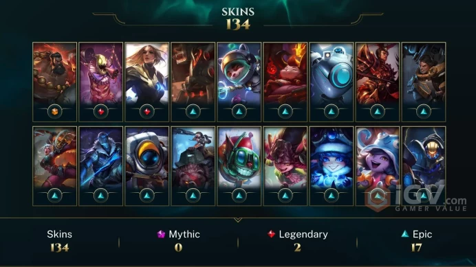 ME EMAIL CHANGEABLE 42 CHAMPIONS 134 SKINS The Mighty Jax Spirit Guard Udyr VICTORIOUS ELISE