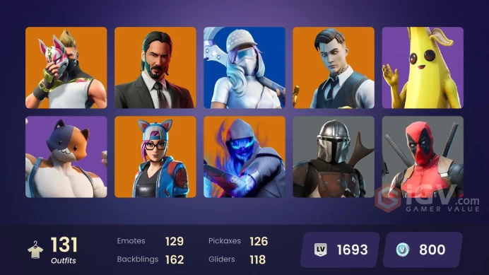 PC/PSN/Xbox/Nintendo 131 skins | OG STW Leviathan Axe | Lara Croft | Gold Brutus | Gold Midas | Rogue Agent | Blackheart | Fusion | John Wick | 