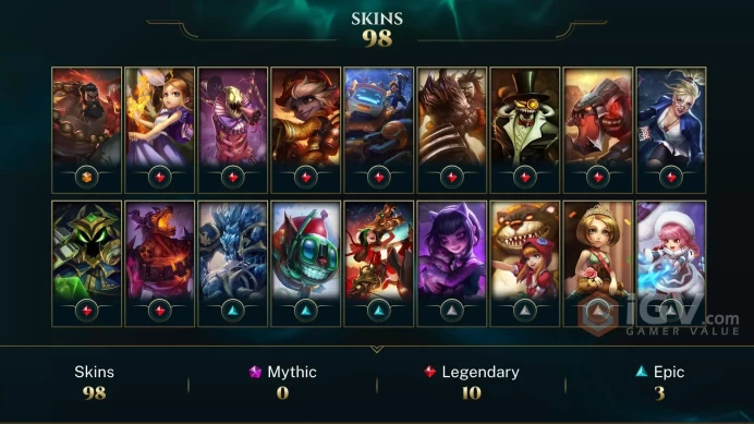 NA EMAIL CHANGEABLE 35 CHAMPIONS 98 SKINS FRESH 22 LVL 0 MASTERY SPG UDYR