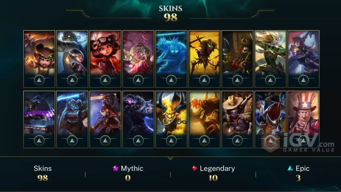 NA EMAIL CHANGEABLE 35 CHAMPIONS 98 SKINS FRESH 22 LVL 0 MASTERY SPG UDYR