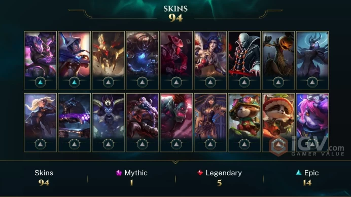 EMAIL CHANGEABLE 137 CHAMPIONS 94 SKINS  RIOT KAYLE JUDGMENT KAYLE UFO CORKI URF THE MANATEE SEASON 1 SILVER RARE ICONS