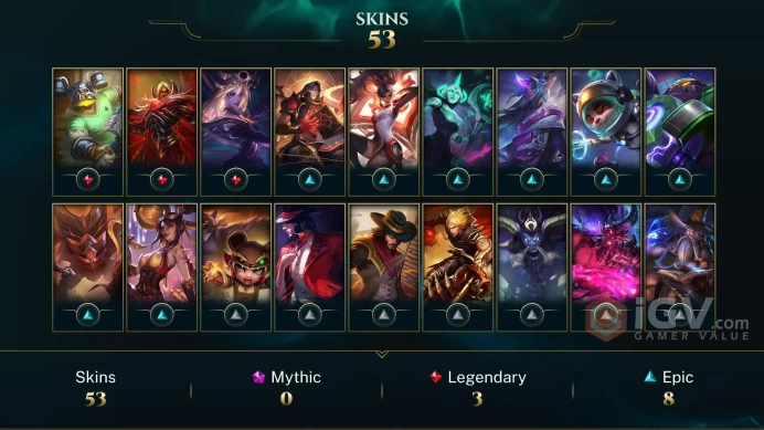 EMAIL CHANGEABLE 85 CHAMPIONS 53 SKINS Victorious Janna ELISE RARE ICONS UNRANKED HONOR 2