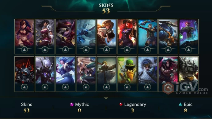 EMAIL CHANGEABLE 85 CHAMPIONS 53 SKINS Victorious Janna ELISE RARE ICONS UNRANKED HONOR 2