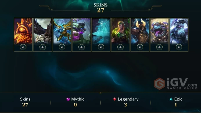 EMAIL CHANGEABLE 56 CHAMPIONS 27 SKINS Judgment Kayle Urf the Manatee Wreath URF and more rare icons