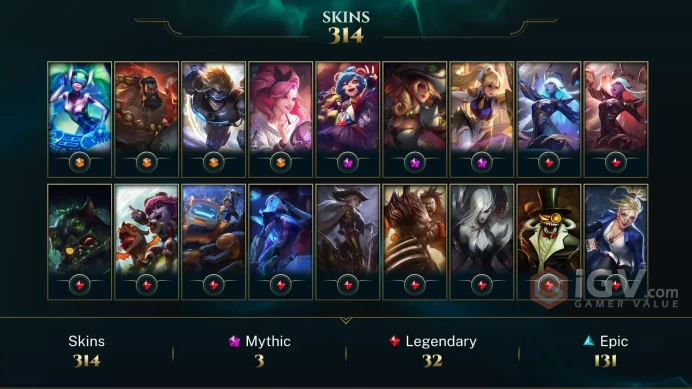 LAS (TRANSFERABLE) 332 lvl EMAIL CHANGEABLE ALL CHAMPIONS 314 SKINS PRESTIGE BEWITCHING MISS FORTUNE + PRESTIGE MORGANA VICTORIOUS BLITZ SEJUANI
