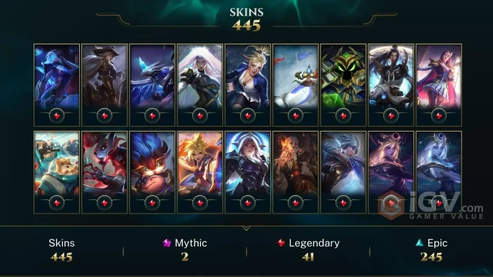 EUW EMAIL CHANGEABLE ALL CHAMPIONS 55KBE 445 SKINS 13KOE LAST SEASON DIA2 290 LVL