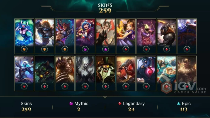 EUW EMAIL CHANGEABLE ALL CHAMPIONS 41KBE 259 SKINS 250 MYTHIC ESSENCE RISEN LEGEND LEBLANC VICTORIOUS: SONA TRYNDA LAST PLAY 2024