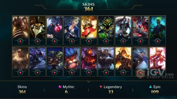 LAS (TRANSFERABLE) EMAIL CHANGEABLE 163 CHAMPIONS 361 SKINS 