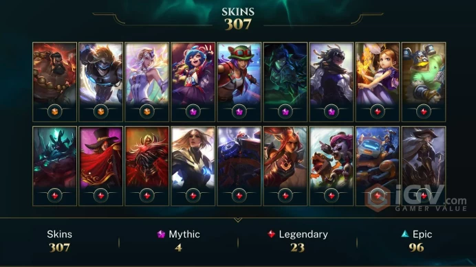 NA EMAIL CHANGEABLE ALL CHAMPIONS 307 SKINS 317 LITTLE LEGENDS 4X MYTHIC