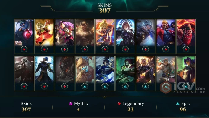 NA EMAIL CHANGEABLE ALL CHAMPIONS 307 SKINS 317 LITTLE LEGENDS 4X MYTHIC