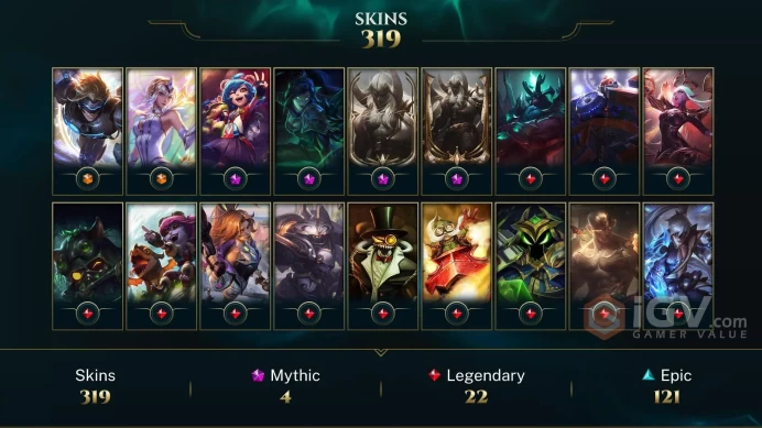 LAS (TRANSFERABLE) EMAIL CHANGEABLE ALL CHAMPIONS 319 SKINS PRESTIGE BLOOD MOON AATROX (2X) SOULSTEALER VAYNE VICTORIOUS AATROX BLITZ