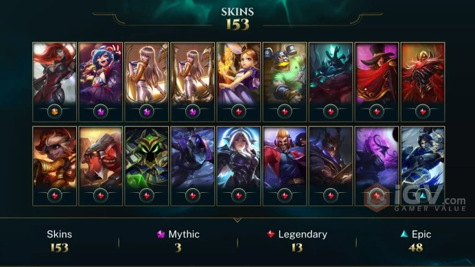 LAS EMAIL CHANGEABLE ALL CHAMPIONS 153 SKINS Gun Goddess Miss Fortune Prestige K/DA Kai'Sa 2X 8X VICTORIOUS SKINS LAST PLAY 2022