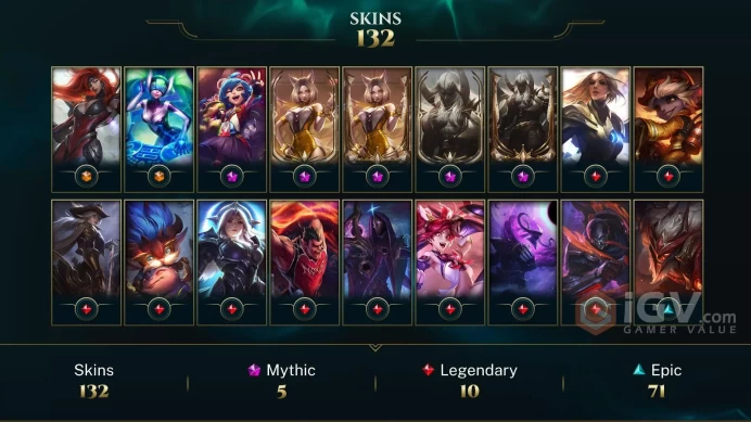 LAS(TRANSFERABLE) EMAIL CHANGEABLE 131 CHAMPIONS 132 SKINS Prestige Blood Moon Aatrox 2X Prestige K/DA Ahri 2X