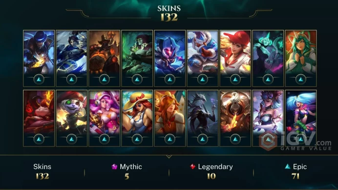 LAS(TRANSFERABLE) EMAIL CHANGEABLE 131 CHAMPIONS 132 SKINS Prestige Blood Moon Aatrox 2X Prestige K/DA Ahri 2X
