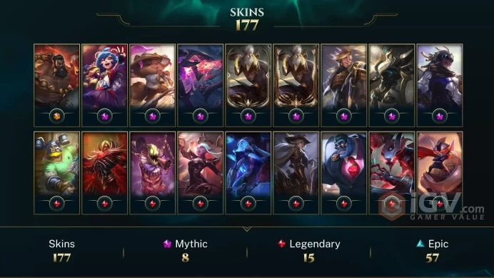 ME(TRANSFERABLE) EMAIL CHANGEABLE ALL CHAMPIONS EX2 177 SKINS 8 MYTHIC PRESTIGE: LEE SIN 2X EZREAL SENNA LAST PLAY 2024