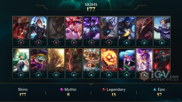 ME(TRANSFERABLE) EMAIL CHANGEABLE ALL CHAMPIONS EX2 177 SKINS 8 MYTHIC PRESTIGE: LEE SIN 2X EZREAL SENNA LAST PLAY 2024